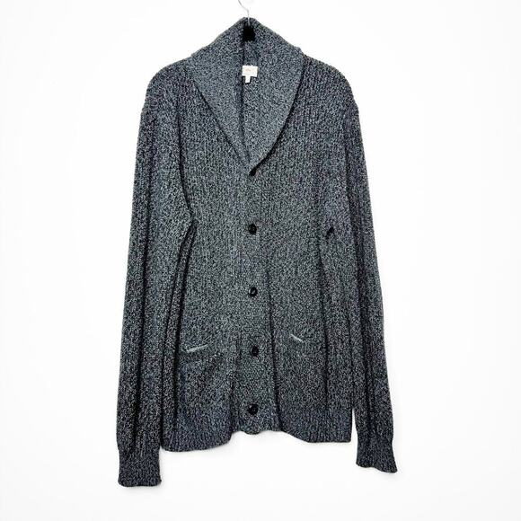 Faherty Marled Charcoal Grey Cardigan Sweater Cotton Cashmere Button Preppy XL - Picture 2 of 7